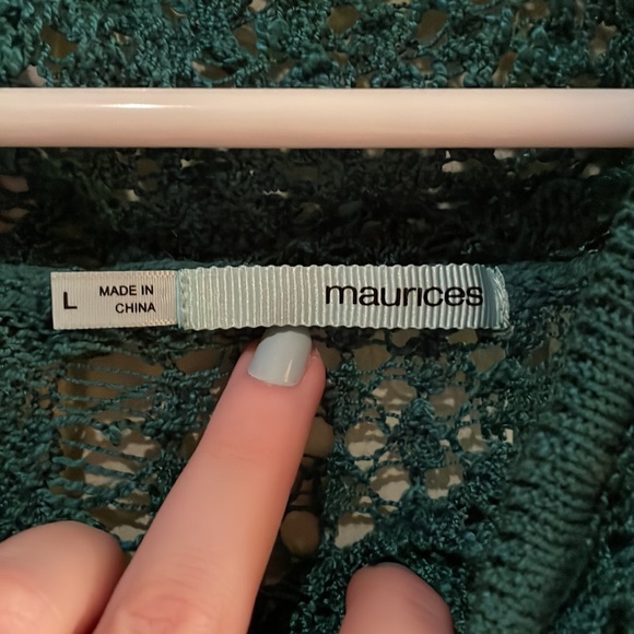 Teal Open Weave Cowl Neck Long Sleeve Sweater - Picture 5 of 7